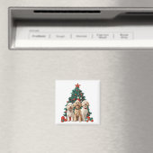 クリスマスのゴールデンドゥードル犬 マグネット (インサイチュ (食洗機))