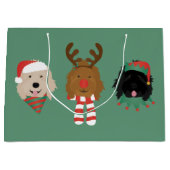 クリスマスのゴールデンドゥードル犬 ラージペーパーバッグ (正面)