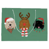 クリスマスのゴールデンドゥードル犬 ラージペーパーバッグ (裏面)
