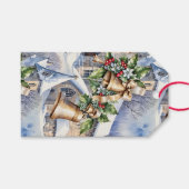 クリスマスのゴールデンベル ギフトタグ (正面(横))