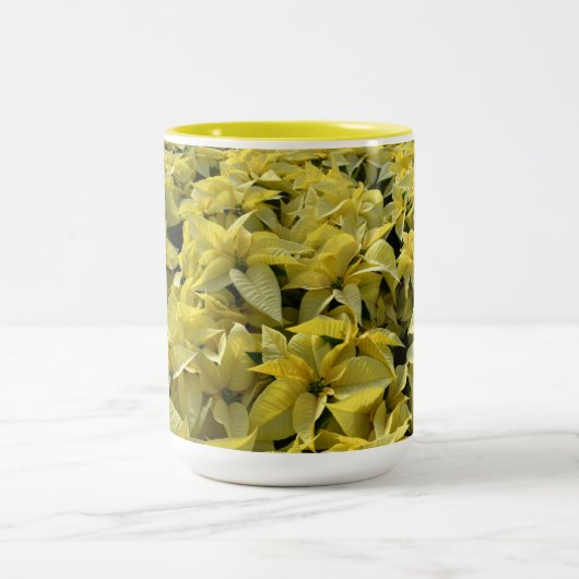 クリスマスのゴールデンポインセチア ツートーンマグカップ (中央)