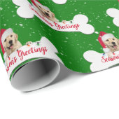 クリスマスのゴールデンレトリバーが骨を持って   ラッピングペーパー (ロールコーナー)