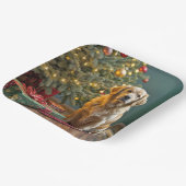 クリスマスのゴールデンレトリバーとプレゼント ペーパープレート (傾斜あり)