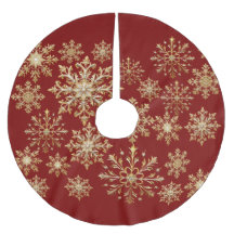 クリスマスのゴールドとレッドのスノーフレーク包装紙