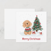 クリスマスのゴールドゥードル犬 シーズンカード (正面/裏面)