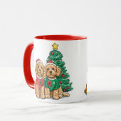 クリスマスのゴールドゥードル マグカップ (正面左)