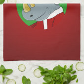 クリスマスのサイのキャラクター キッチンタオル (折り畳み)
