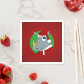 クリスマスのサイのキャラクター スタンダードカクテルナプキン (インサイチュ)