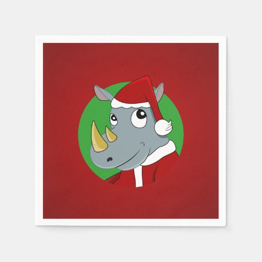 クリスマスのサイのキャラクター スタンダードカクテルナプキン (正面)