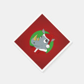 クリスマスのサイのキャラクター スタンダードカクテルナプキン (角)