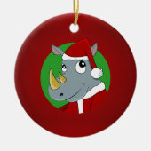 クリスマスのサイのキャラクター セラミックオーナメント (正面)