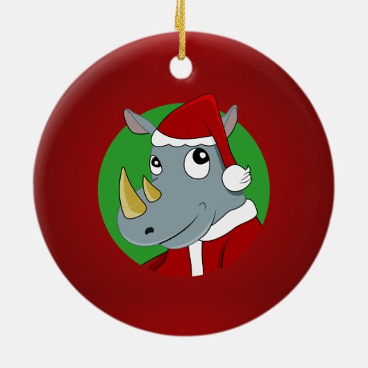 クリスマスのサイのキャラクター セラミックオーナメント (裏面)
