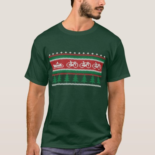クリスマスのサイクリングのTシャツ Tシャツ (正面)