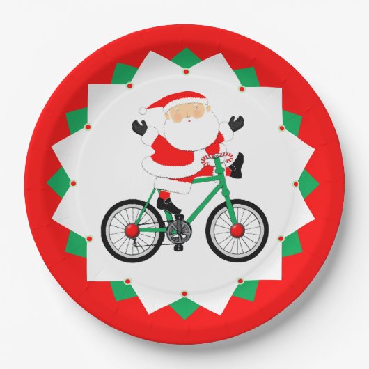 クリスマスのサイクリング・バイクパーティー ペーパープレート (正面)