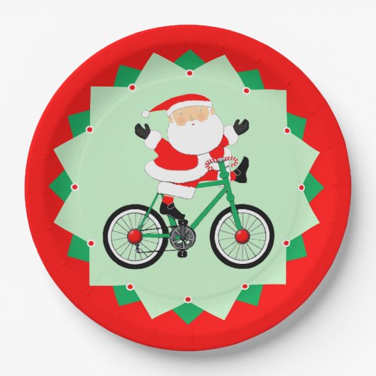クリスマスのサイクリング・バイクパーティー ペーパープレート (正面)