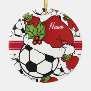 クリスマスのサッカーはオーナメントを個人化します セラミックオーナメント