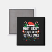 クリスマスのサッカーファン必見!全試合観戦する人 マグネット (正面/裏面)