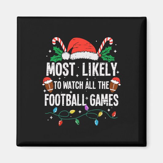 クリスマスのサッカーファン必見!全試合観戦する人 マグネット (正面)