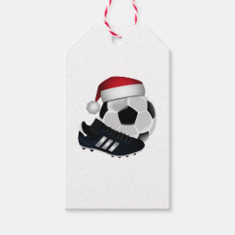 クリスマスのサッカーボールとシューズ ギフトタグ