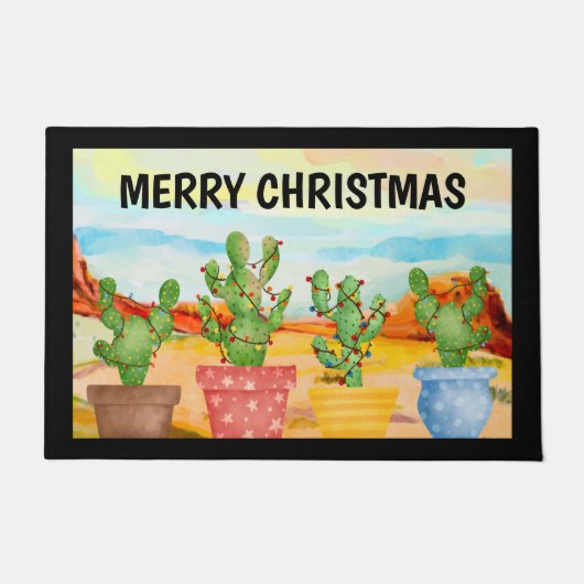 クリスマスのサボテンのドアマット ドアマット (正面)