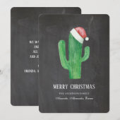クリスマスのサボテン。新年.黒板 シーズンカード (正面/裏面)