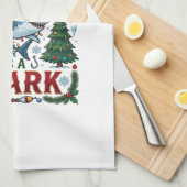 クリスマスのサメも松もみんな欲しい キッチンタオル (四つ折り)