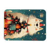 クリスマスのサモエドの可愛い犬 マグネット (横)