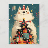 クリスマスのサモエド犬 シーズンポストカード (正面)
