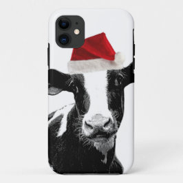 クリスマスのサンタおもしろいな牛 iPhone 11 ケース