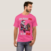 クリスマスのサンタがピアノを弾くのが面白い P Tシャツ (正面フル)