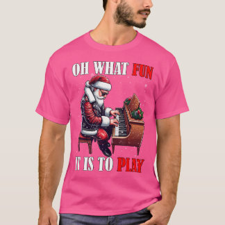 クリスマスのサンタがピアノを弾くのが面白い P Tシャツ