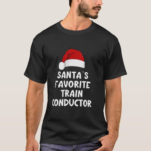 クリスマスのサンタが大好きな列車の運転士 楽しいクリスマス Tシャツ (正面)