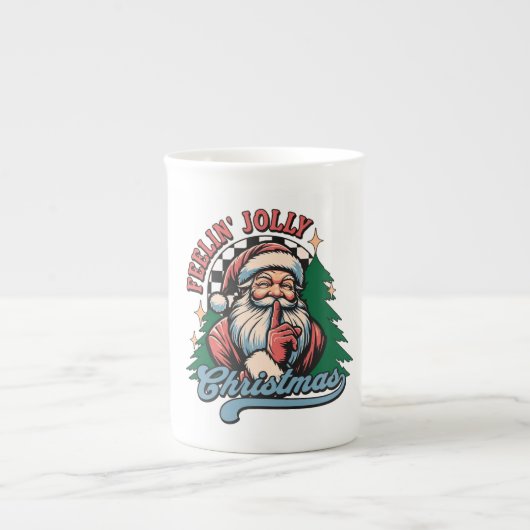クリスマスのサンタさんで浮かれて ボーンチャイナマグカップ (正面)