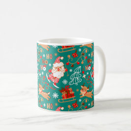 クリスマスのサンタさんとトナカイ コーヒーマグカップ