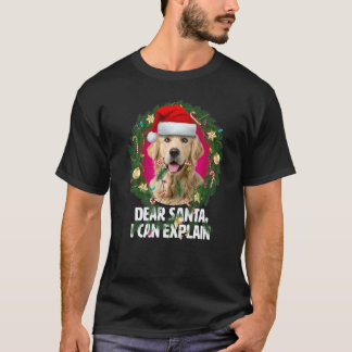 クリスマスのサンタさん親愛なる ゴールデンレトリバー なかよし Tシャツ