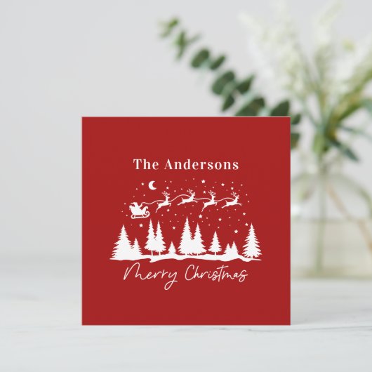 クリスマスのサンタとトナカイのそり シーズンカード (スタンド正面)