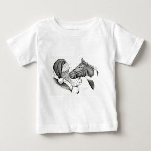 クリスマスのサンタとペイントホース ベビーTシャツ