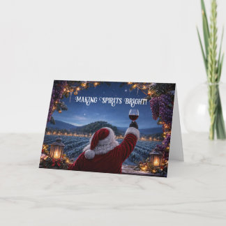 クリスマスのサンタとワインで気分を高く シーズンカード