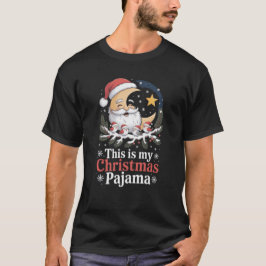 クリスマスのサンタと月のサンタと鳥 This Is My Christmas Tシャツ