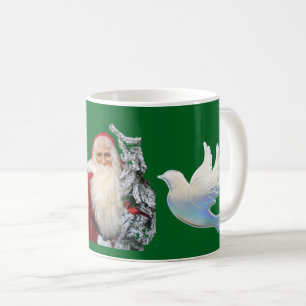 クリスマスのサンタと鳩 コーヒーマグカップ