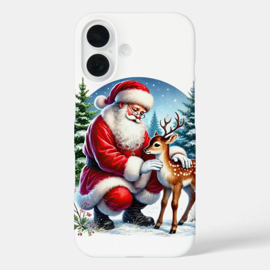 クリスマスのサンタと鹿のイラスト Case-Mate iPhoneケース (裏面)