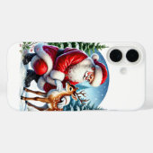 クリスマスのサンタと鹿のイラスト Case-Mate iPhoneケース (裏面 (横))