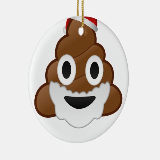 クリスマスのサンタのおもしろいなウンチEmoji セラミックオーナメント (右)