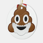 クリスマスのサンタのおもしろいなウンチEmoji セラミックオーナメント (左)