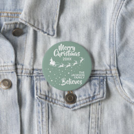 クリスマスのサンタのそり+トナカイ+休日+家族 缶バッジ