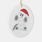 クリスマスのサンタのだらしない小犬のオーナメント セラミックオーナメント (右)