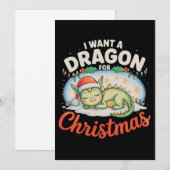 クリスマスのサンタのイルミネーション ドラゴンをクリスマスに欲しい 招待状 (正面/裏面)