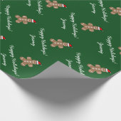 クリスマスのサンタのジンジャーブレッドマンの包装紙 ラッピングペーパー (角)