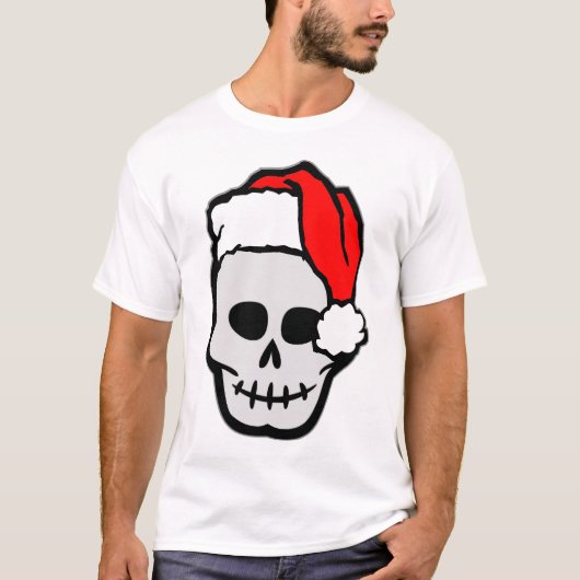 クリスマスのサンタのスカル Tシャツ (正面)