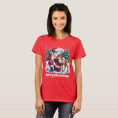 クリスマスのサンタのトナカイ Tシャツ (正面フル)
